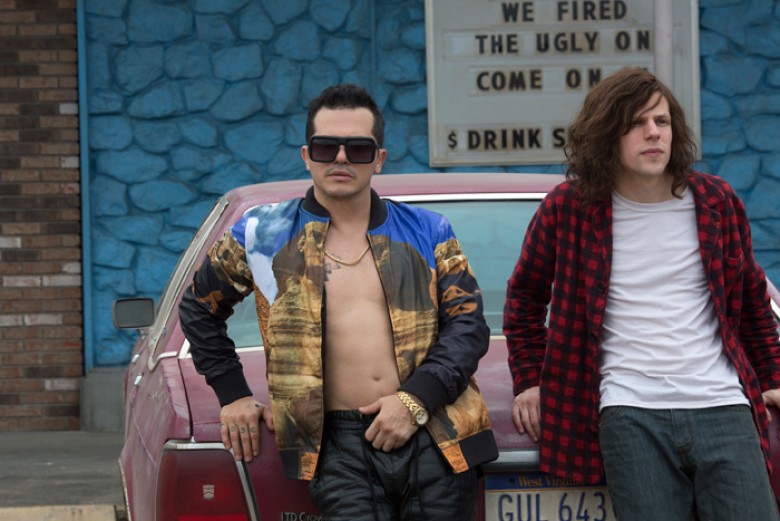 Rose (John Leguizamo, left) and Mike Howell (Jesse Eisenberg, right) in AMERICAN ULTRA. Photo Credit: Alan Markfield