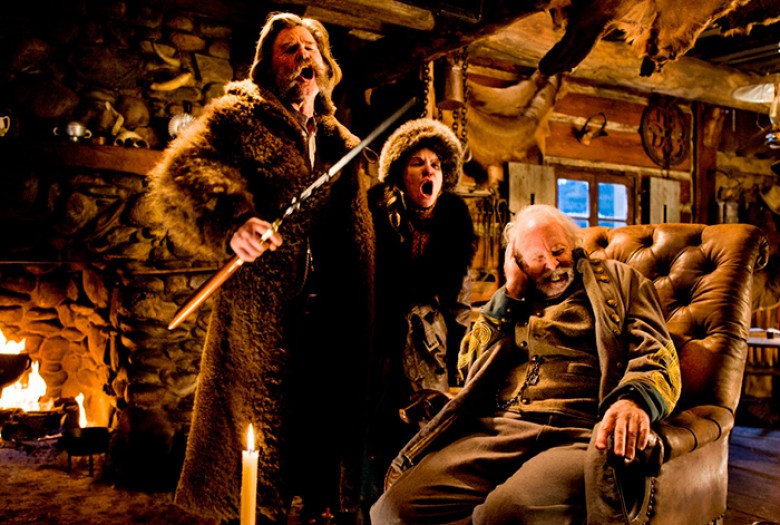 (L-R) KURT RUSSELL, JENNIFER JASON LEIGH, and BRUCE DERN star in THE HATEFUL EIGHT. Photo: Andrew Cooper, SMPSP / Â© 2015 The Weinstein Company. All Rights Reserved.