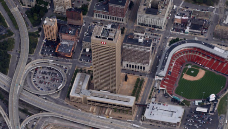 A bird's eye view by Gizmodo, taken as an example of zombie towers