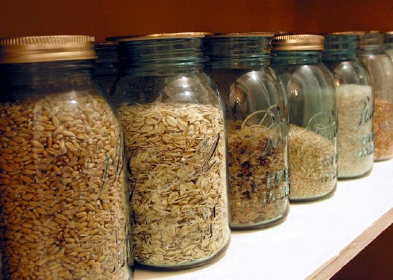 Glass storage for grains at home.