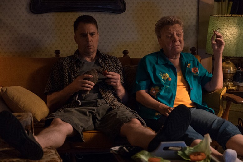 Sam Rockwell and Sandy Martin in the film THREE BILLBOARDS OUTSIDE EBBING, MISSOURI. Photo by Merrick Morton. © 2017 Twentieth Century Fox Film Corporation All Rights Reserved