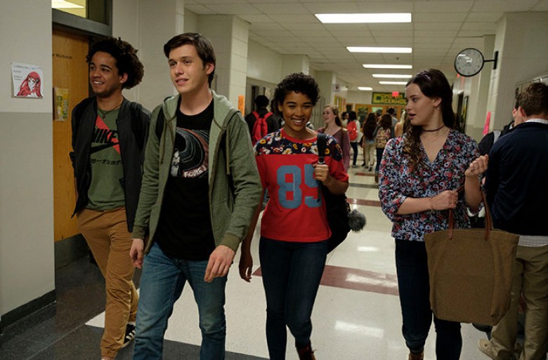 L-R: Jorge Lendeborg (Nick), Nick Robinson (Simon), Alexandra Shipp (Abby), and Katherine Langford (Leah) star in Twentieth Century Fox’s LOVE, SIMON. Photo Credit: Ben Rothstein.