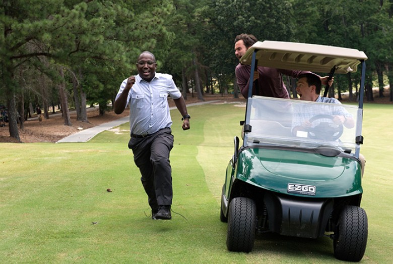 © 2018 WARNER BROS. ENTERTAINMENT INC. Photo Credit: Kyle Kaplan Caption: (L-R) HANNIBAL BURESS as Kevin Sable, JAKE JOHNSON as Randy “Chilli” Cilliano and ED HELMS as Hogan “Hoagie” Malloy in New Line Cinema’s comedy “TAG,” a Warner Bros. Pictures releas
