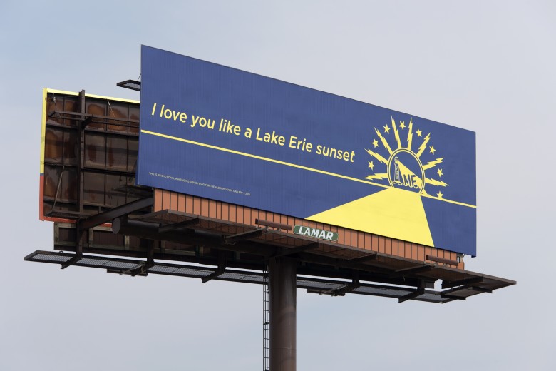 One of Stephen Powers' "Emotional Wayfinding" billboards at 490 Bailey Avenue in Buffalo, New York. Image courtesy Albright-Knox Art Gallery. Photograph by Tom Loonan.