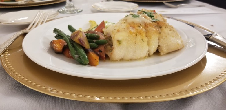 Course III (Entrée): Chef Darian Bryan's Crab Stuffed Dover Sole with Seasonal Veggies and Lemon Beurre Blanc