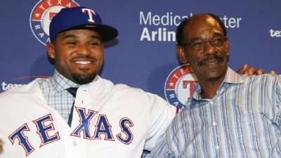 Rangers 1B Prince Fielder & manager Ron Washington