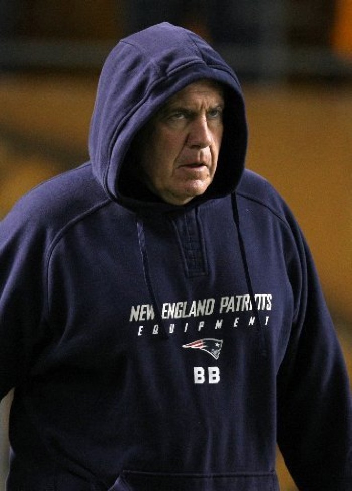 Patriots coach Bill Belichick and his hoodie