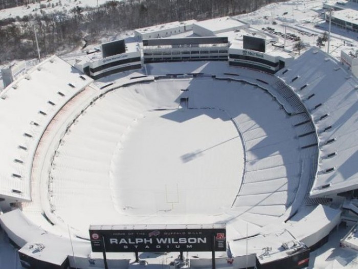 A snow covered Ralph Wilson Stadium
