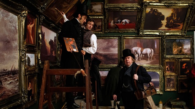 Left to right: Tom Edden as CR Leslie, Jamie Thomas King as David Roberts, and Timothy Spall as J.M.W. Turner |
Photos by Simon Mein, Courtesy of Sony Pictures Classics
